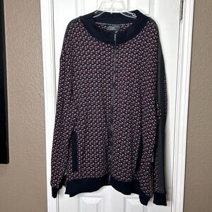 Shaquille O’Neal XLG Red Geometric Print Casual Jacket Full Zip Size 4XLT NWT